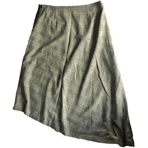 DKNY Skirt Womens 12 Gray Glen Plaid A Line‎ Side Zip Lined Career Work Office